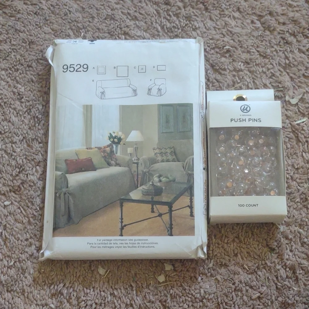 Simplicity Home Floral Slipcovers and Clear Push Pins